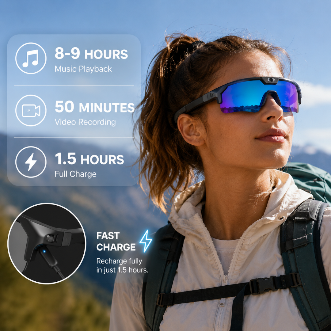 RideCam - Ai Sports Smart Glasses with Bluetooth