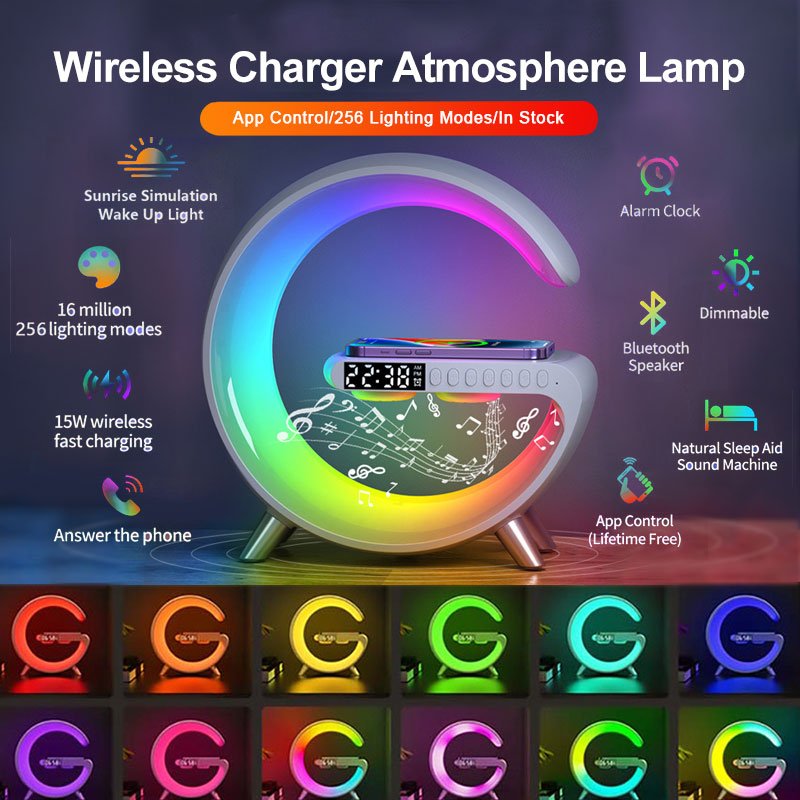 AuraGlow – LED Charging Lamp wtih Speaker - OneTapWireless