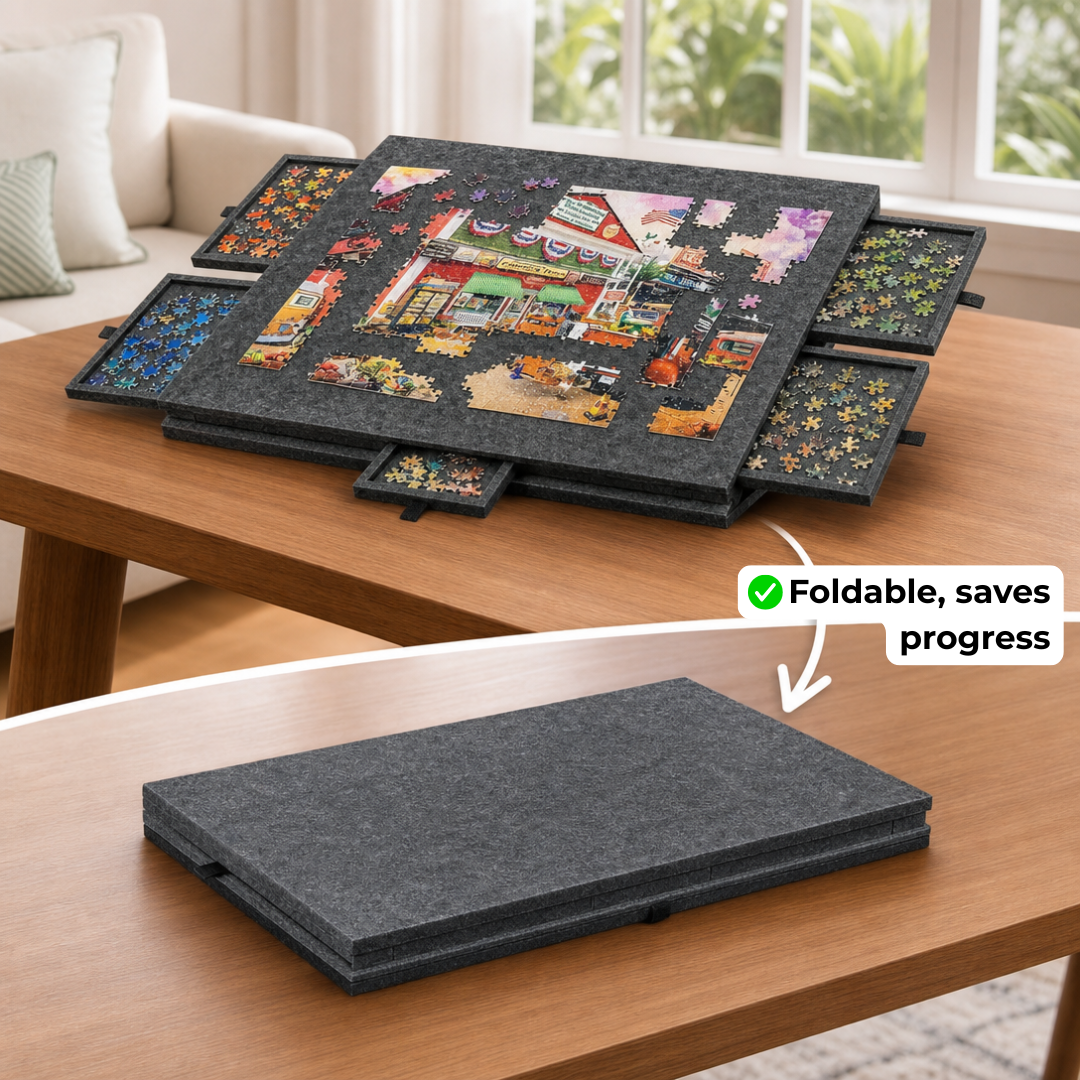 JigStore – Foldable Puzzle Board with Sorting Drawers