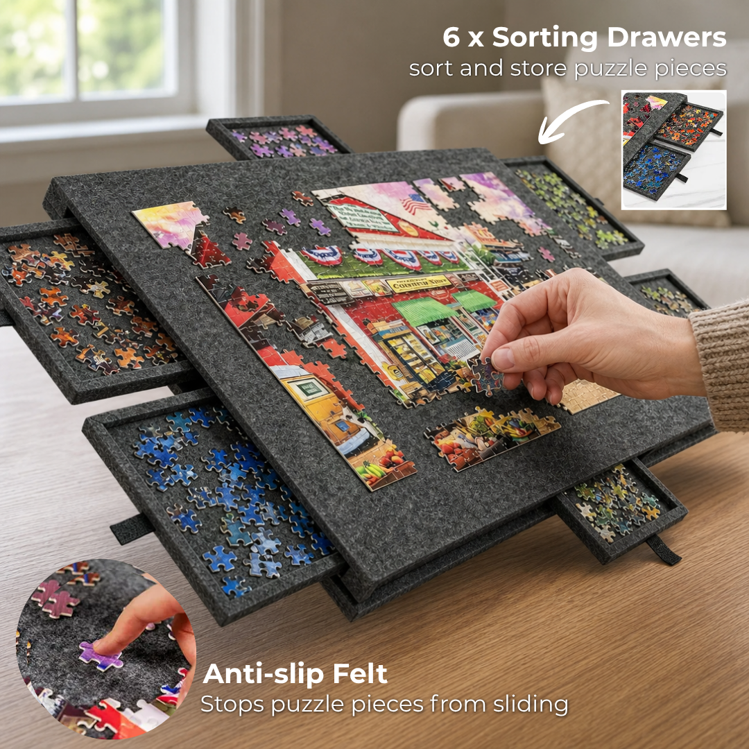 JigStore – Foldable Puzzle Board with Sorting Drawers