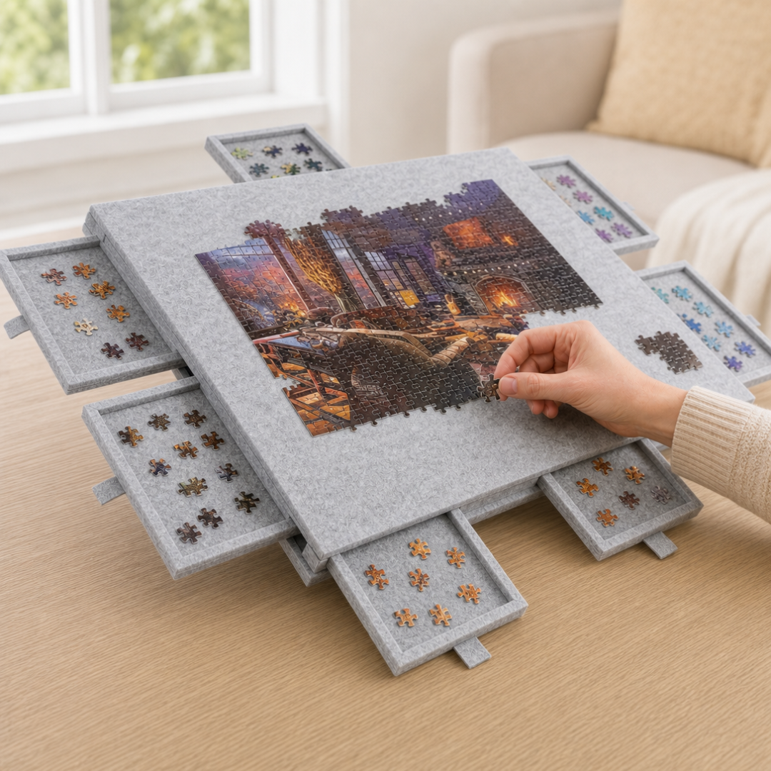 JigStore – Foldable Puzzle Board with Sorting Drawers