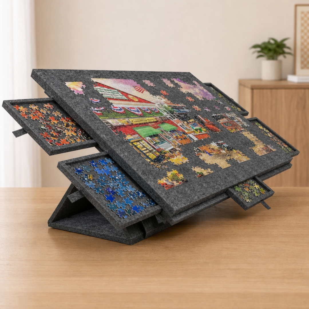 JigStore – Foldable Puzzle Board with Sorting Drawers