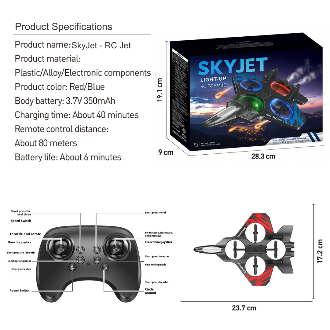 SkyJet - Light Up RC Foam Jet for Kids