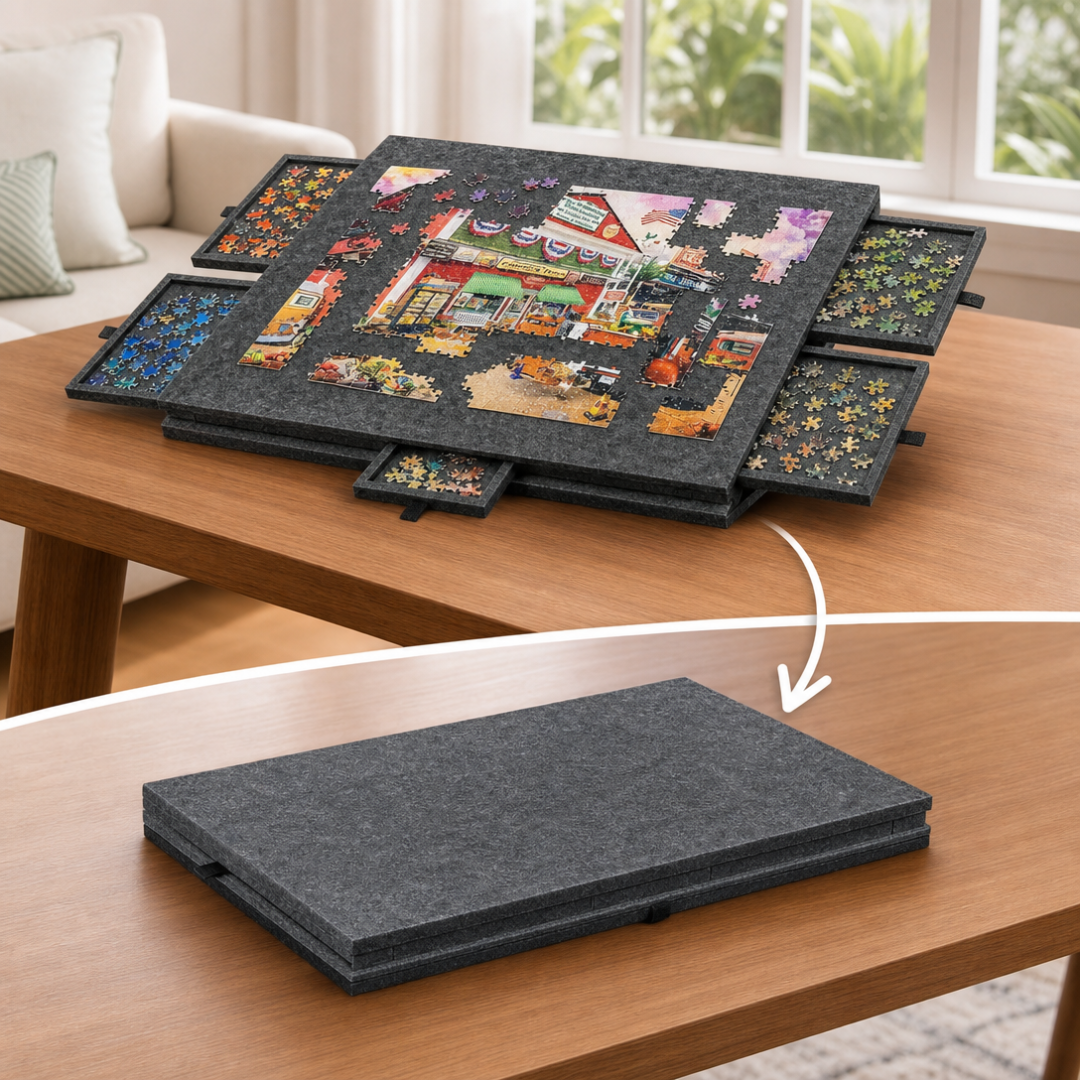 JigStore – Foldable Puzzle Board with Sorting Drawers