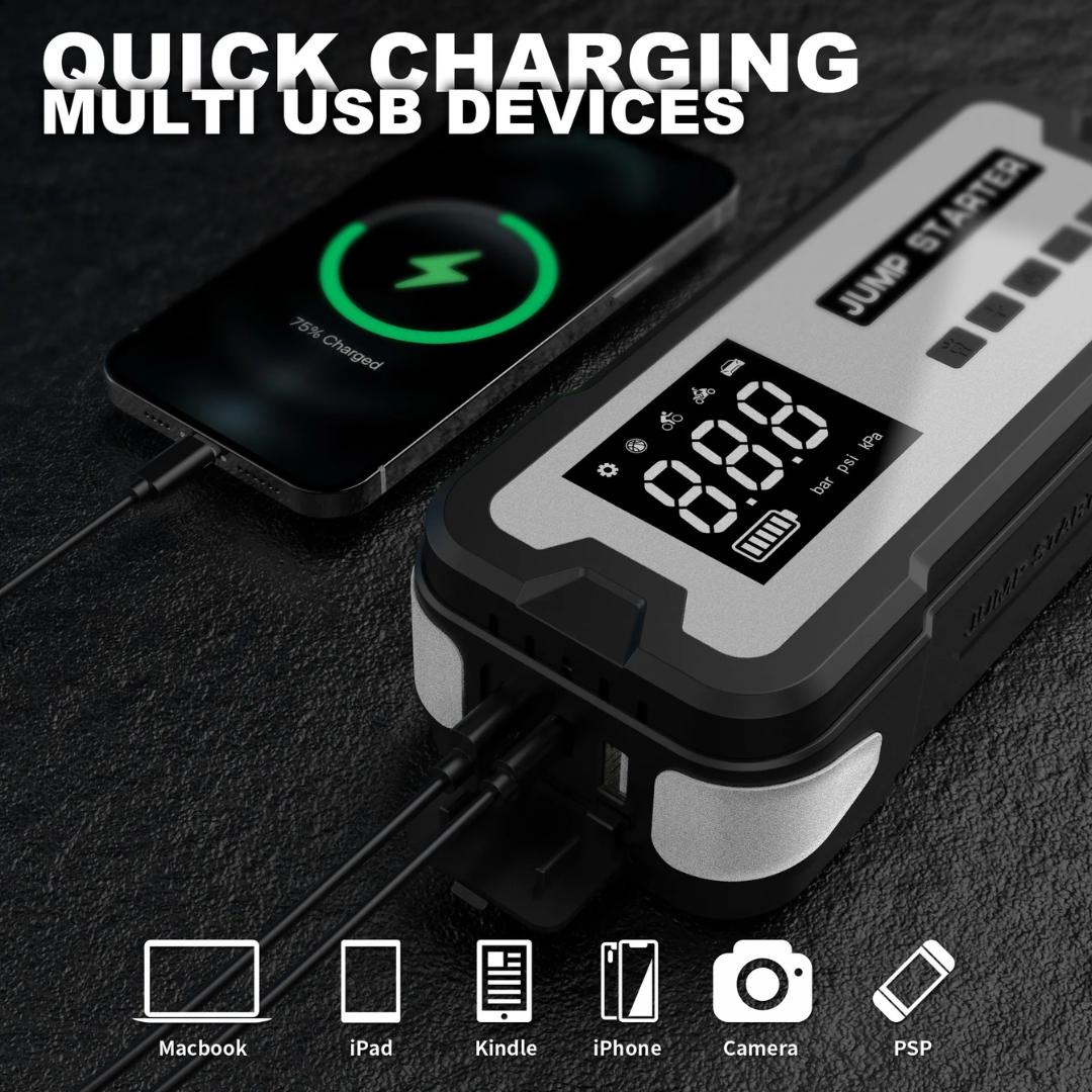 AutoResQ - 4in1 Portable Car Jump Starter with Air Pump