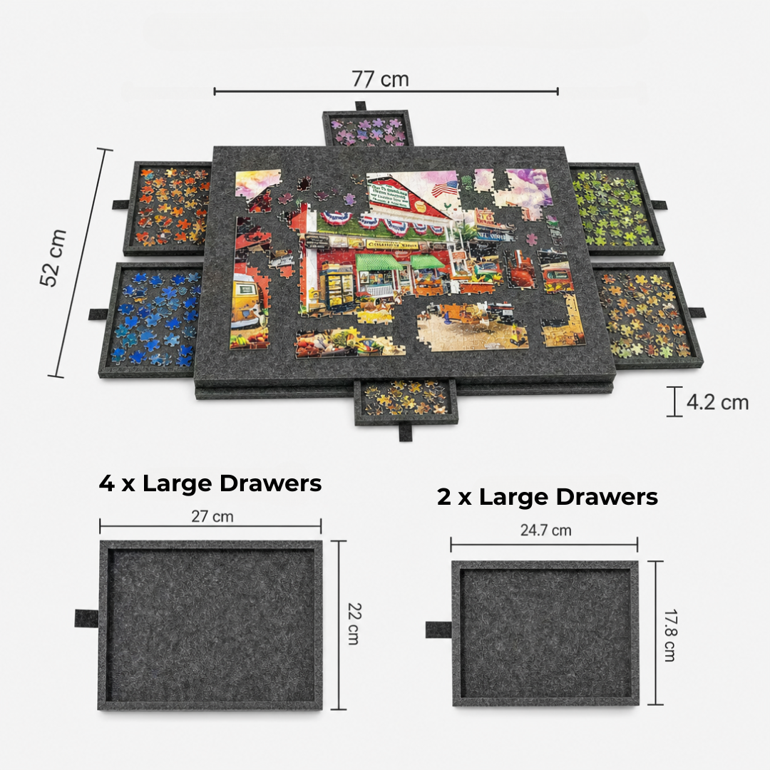 JigStore – Foldable Puzzle Board with Sorting Drawers