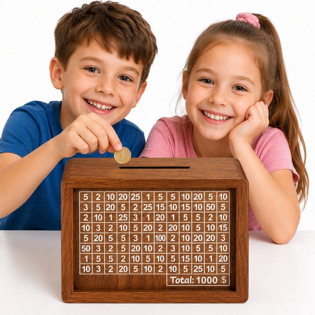 MoneyMate - Wooden Savings Challenge Box