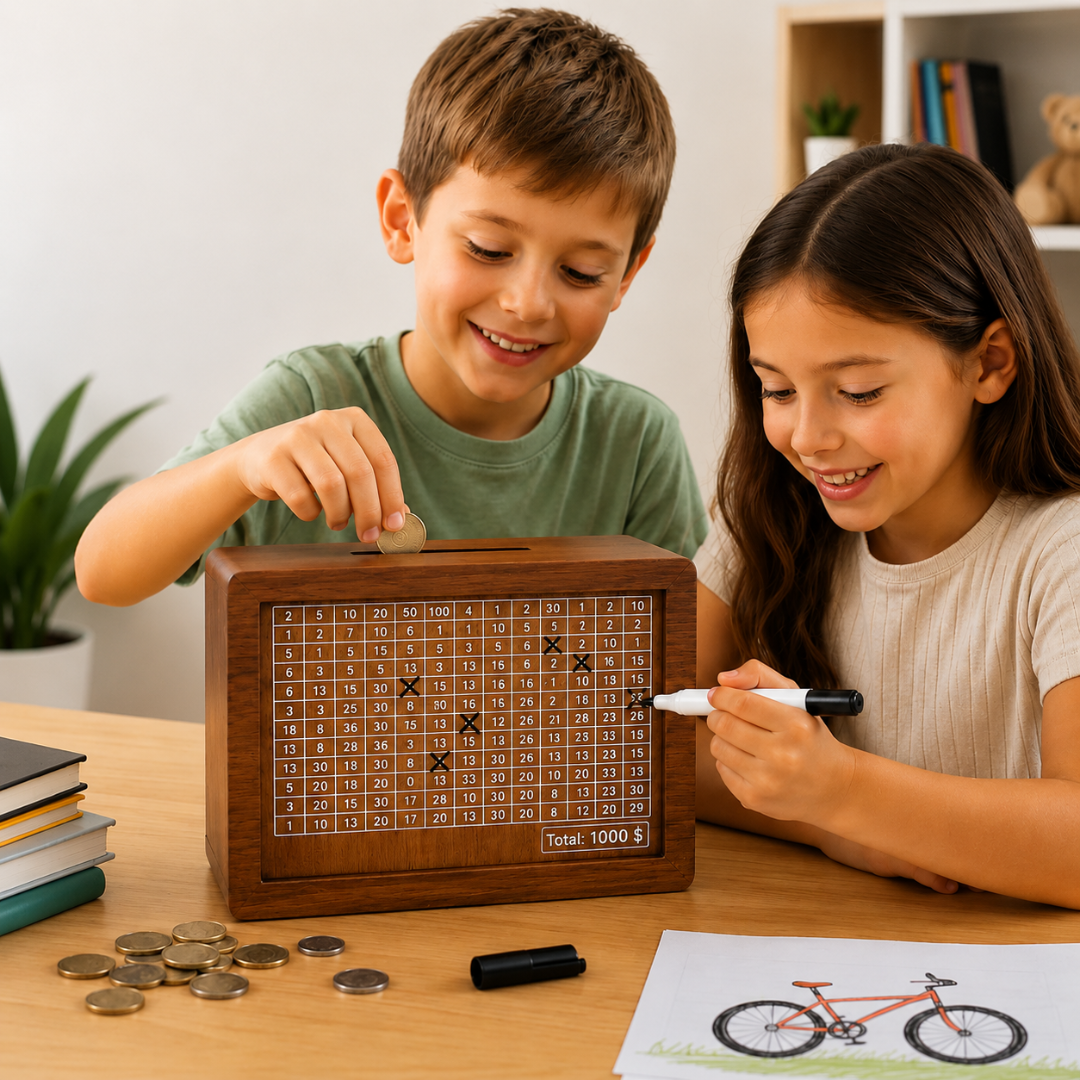 MoneyMate - Wooden Savings Challenge Box
