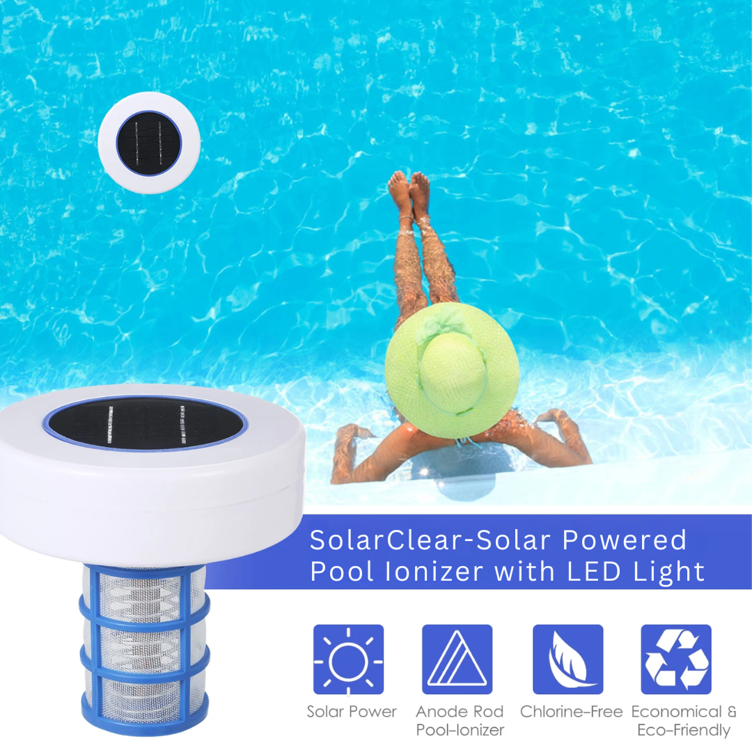 SolarClear -Solar Powered Pool Ionizer with LED Light