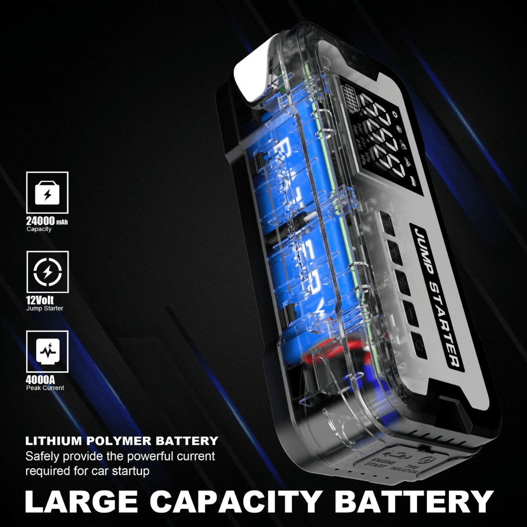 AutoResQ - 4in1 Portable Car Jump Starter with Air Pump - OneTapWireless