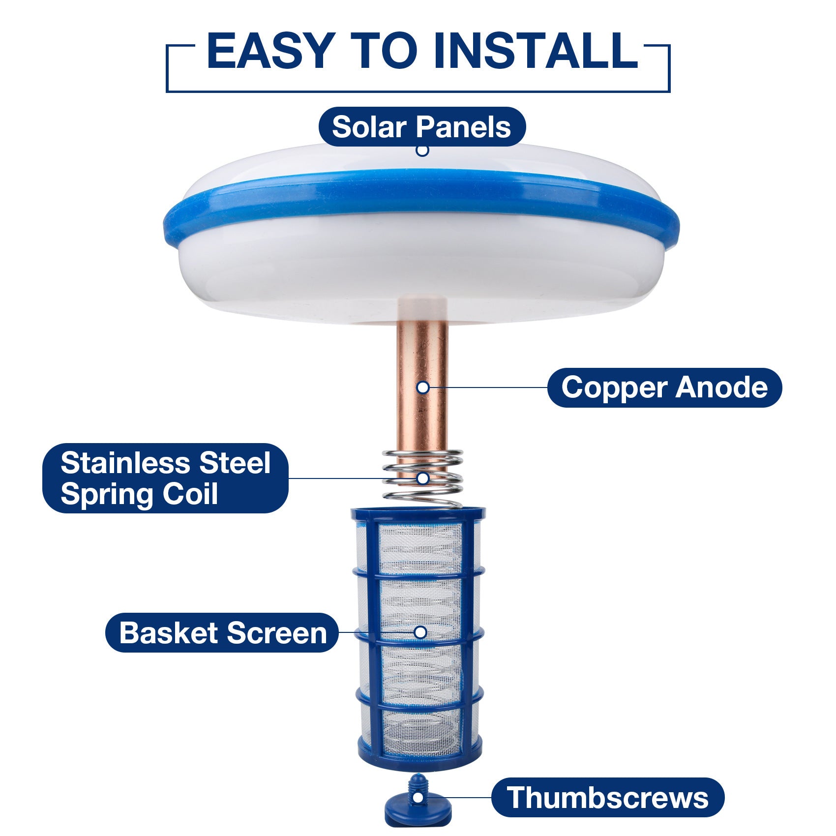 SolarClear -Solar Powered Pool Ionizer with LED Light