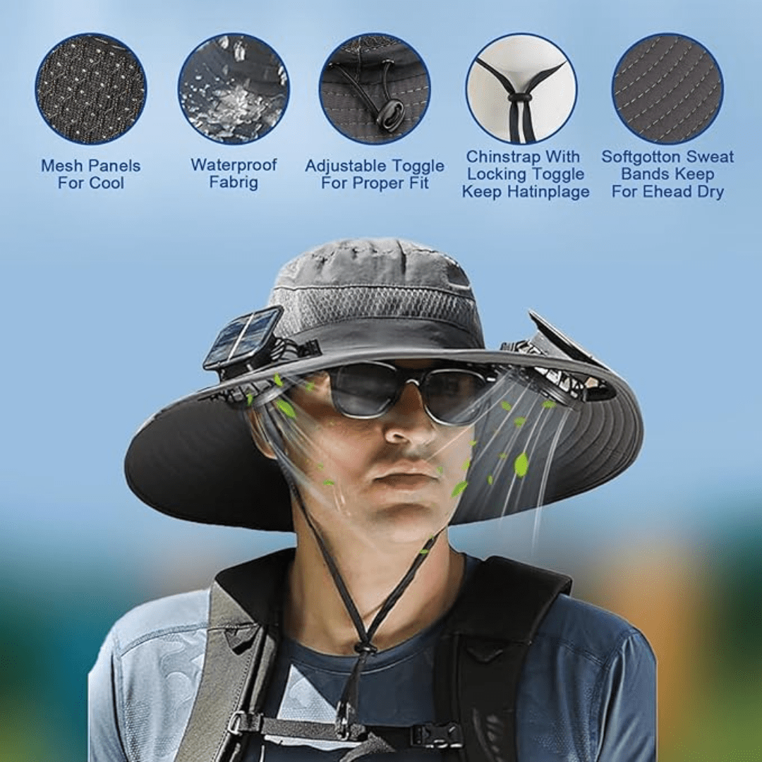 ShadeBreeze Pro - Outdoor Cooling Hat with Solar Fan - OneTapWireless