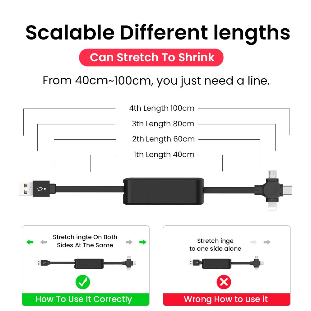 SnapCable – Retractable 3in1 Charging Cable - OneTapWireless