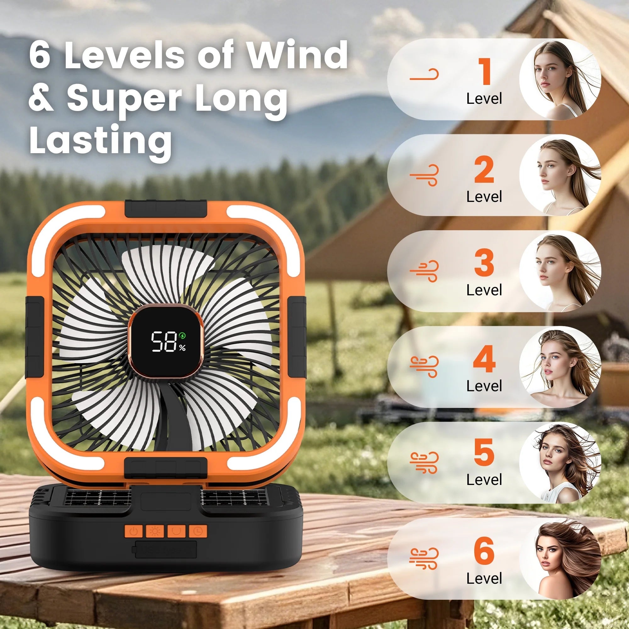 SolarBreeze - 3 in 1 Solar Camping Fan - OneTapWireless