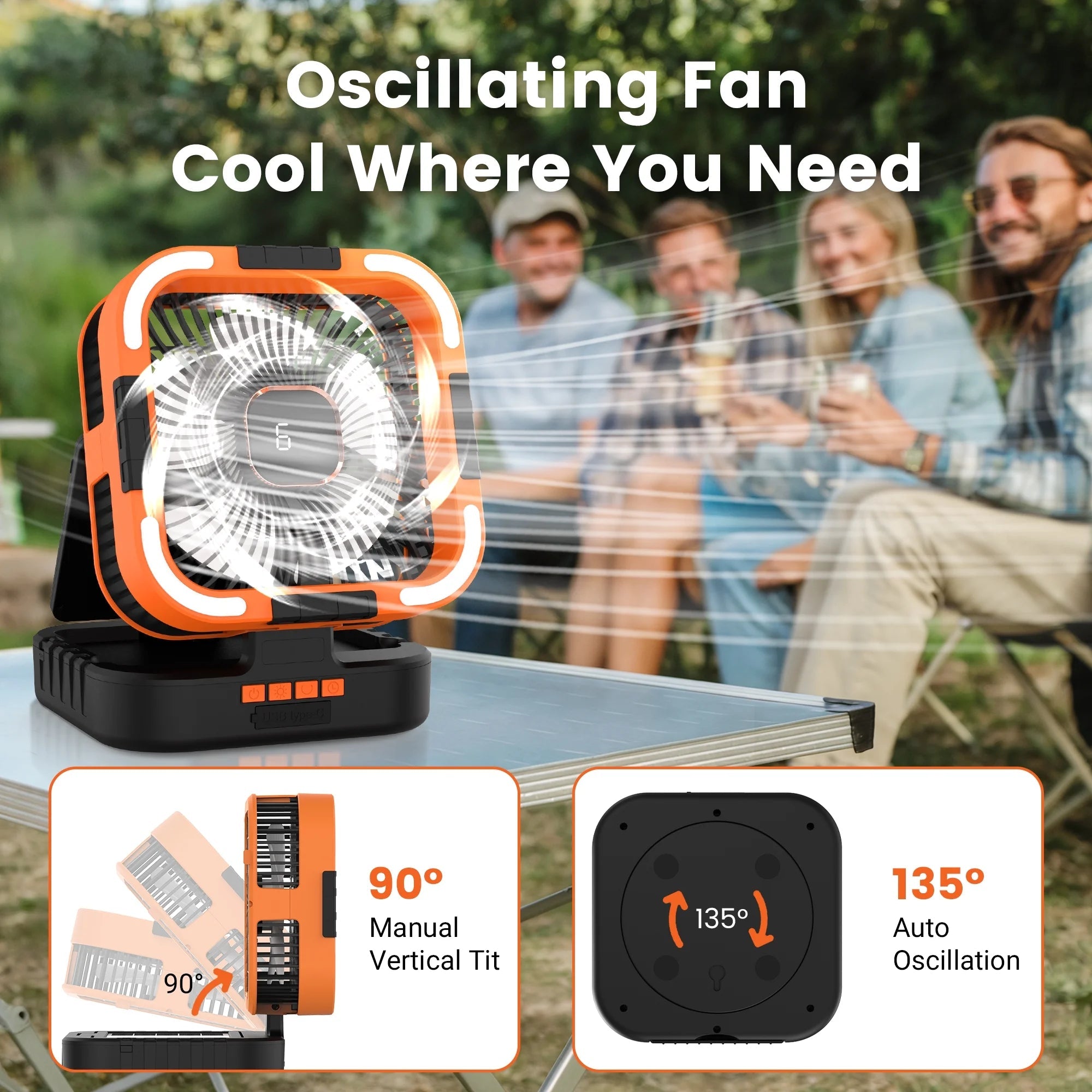 SolarBreeze - 3 in 1 Solar Camping Fan - OneTapWireless